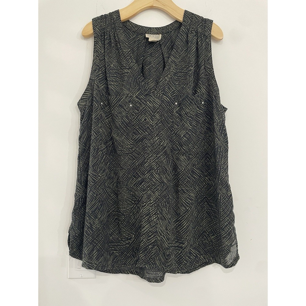 Converse One Star Women's‎ Size Medium Tank Top Green Black Pockets Vneck